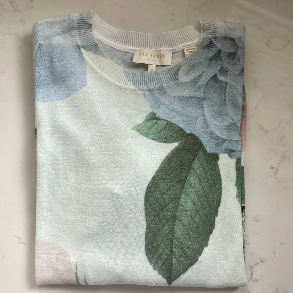 Ted Baker Blue and Green floral insect pullover sweater - Picture 16 of 16